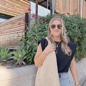 Black Tank with shoulder pads